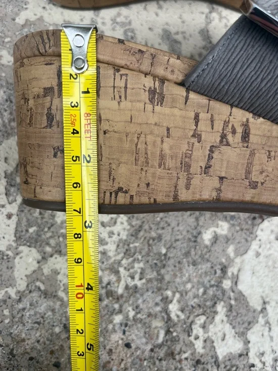 Like New Vionic Gray Dual-Strap Cork Wedge Sandals - Picture 13 of 14